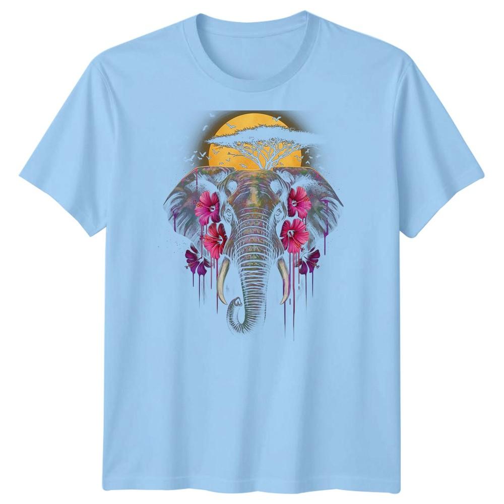 Elephant African Safari Animals Unisexs TShirt Floral Watercolour Design S