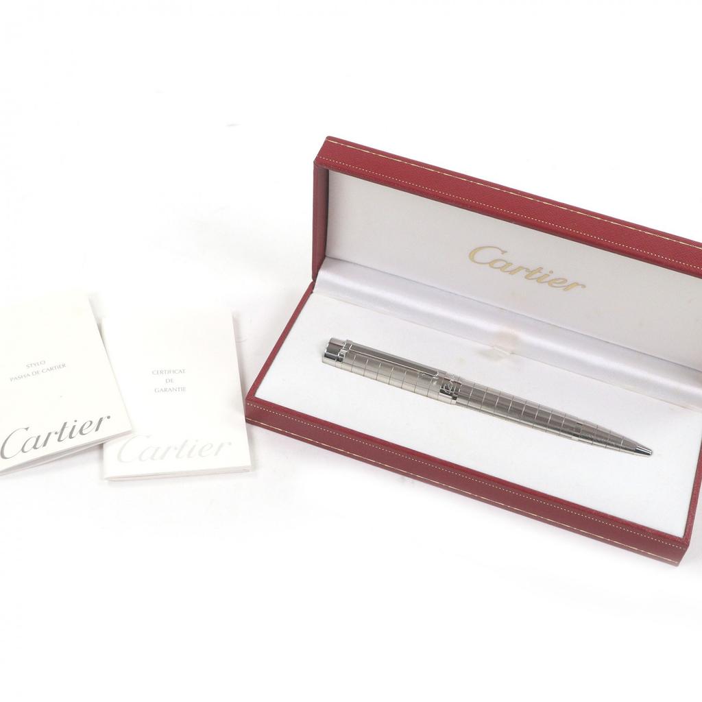 Excellent Cartier Ballpoint Pen Pasha De Cartier Platinum Finish Silver Used