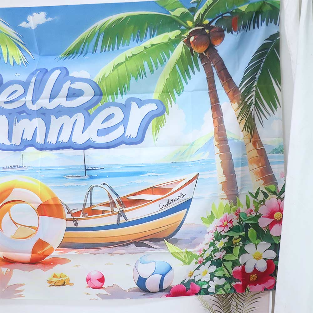 Lifebuoy Summer Pool Party Backdrop Tropical Theme Party Hanging Banner  Summer Holiday