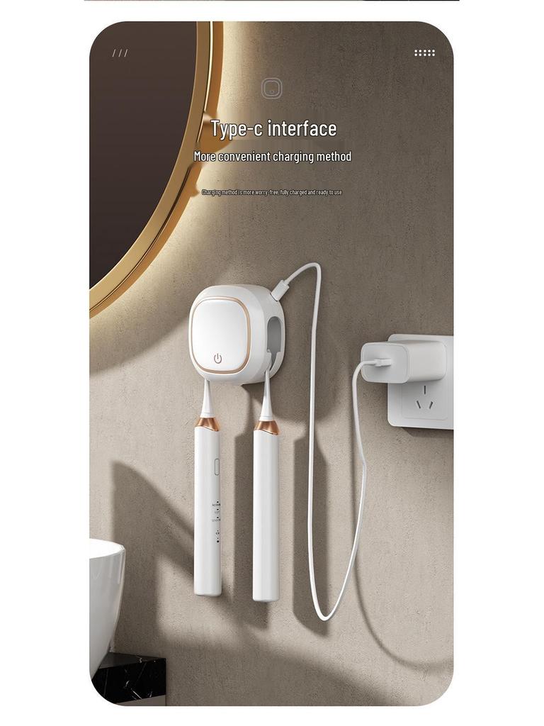 Luxury Minimalist Wall-Mounted UV Sterilizing & Drying Travel Toothbrush Holder