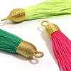 6pcs/Lot 85mm Gold Color Head Tassel Fringe Handmade Polyester Silk Tassel with Hanging Loop Bookmark Jewelryy Making Bookmark