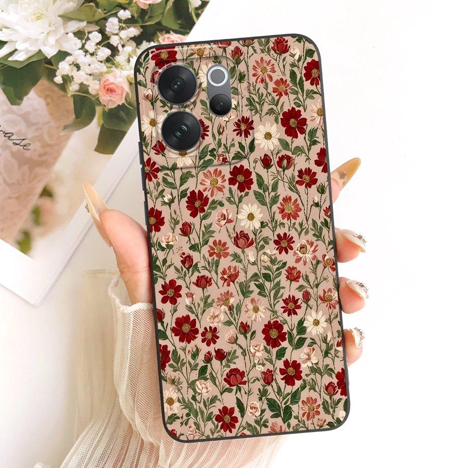 For Vivo V70 Lite V70 FE VivoV70 V2538 v2550 V2548 Phone Case Floral Aesthetic Moon Nigth Bow Pattern Funda Soft Silicone Cover