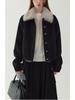 Women's Retro Suede Jacket with Detachable Fur Collar - 2025 Autumn/Winter Collection
