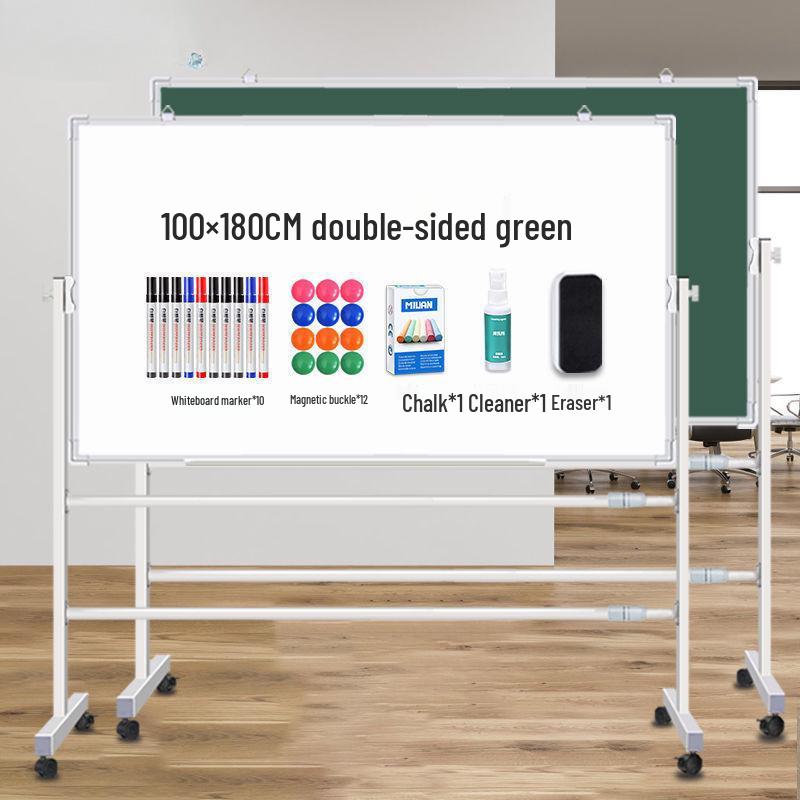 Double-Sided Movable Whiteboard & Blackout Board Easel Stand for Home & Office Teaching