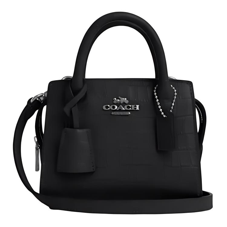 COACH Andrea Leather Shoulder Bag, Crossbody Bag, Handbag Mini Women's Silver & Black CR209-SVBK