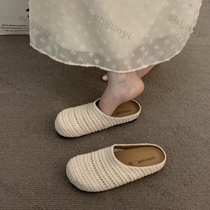 Outdoor Women's Slippers 2025 Summer Slip On Soft Sole Beach Shoes Lightweight Comfortable Casual Shoes Breathable Flats