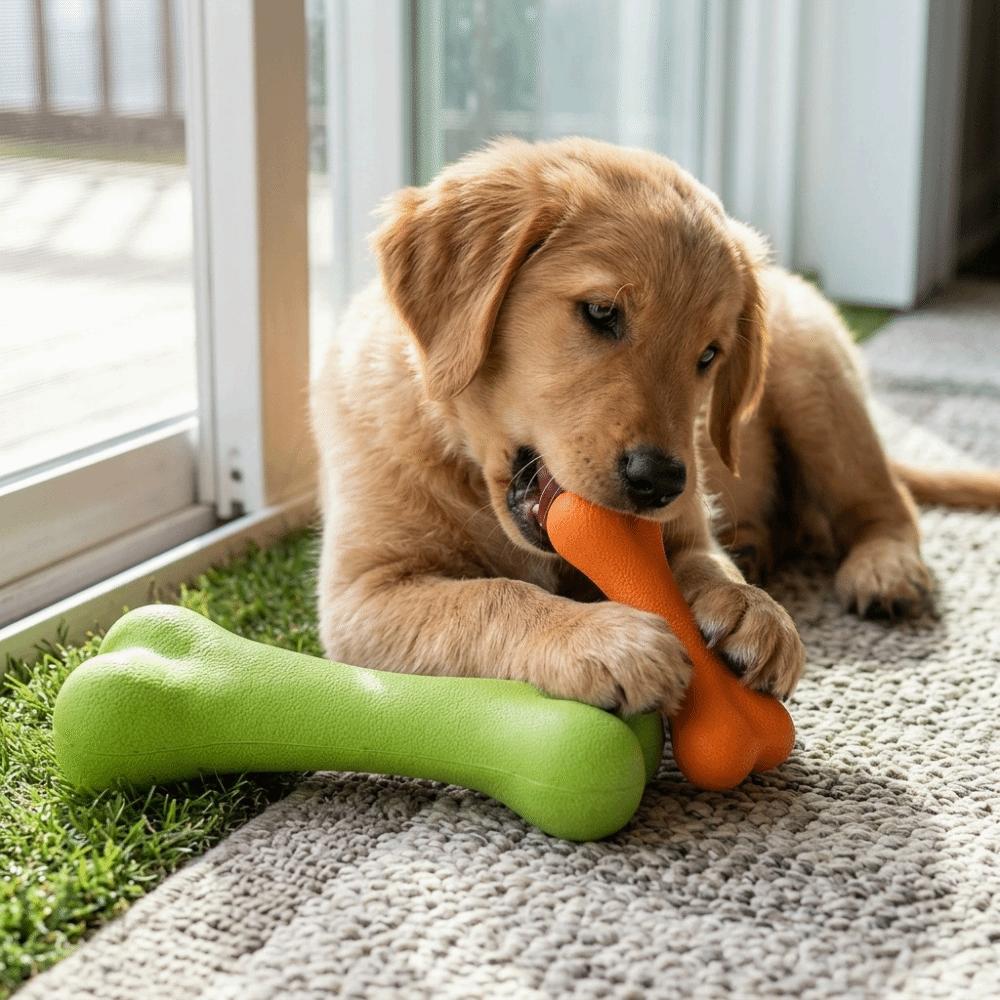 Bone Shaped Bone Dog Toy Solid Rubber Texture Puppy Molar Toy  Puppy Teething Care оранжевый