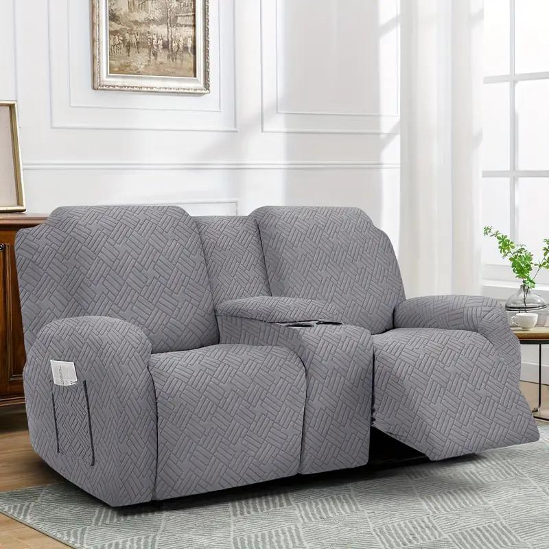 2Set Nordic Jacquard Split Recliner Armchair Cover With Cup Holder Anti-Slip Sofa Slipcover Relax Couch Covers For Living Room