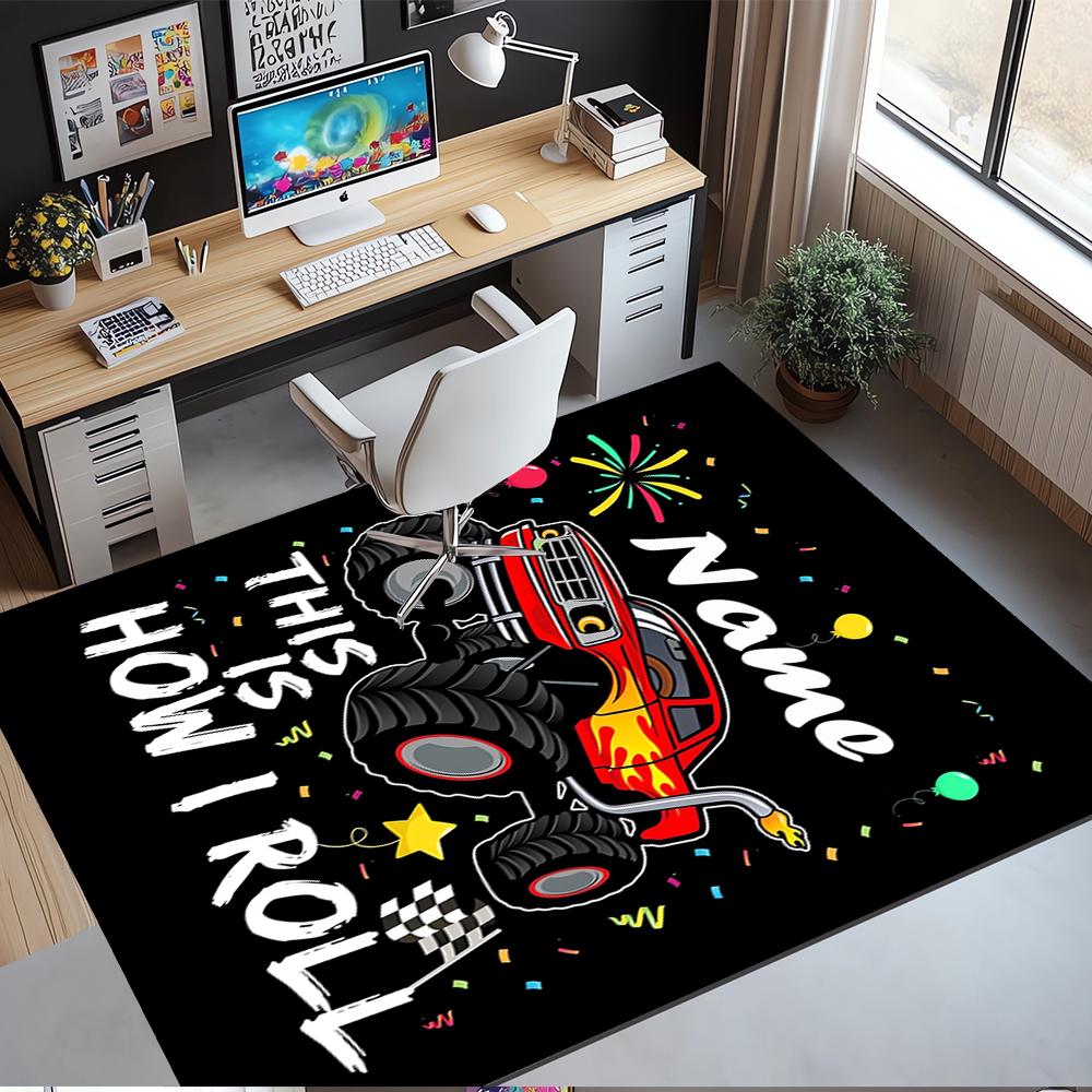 Custom Name Truck Printed Carpet,Rug for Office Chair Living Room Bedroom Kitchen Room Decor Gifts.