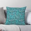 Embossed Turquoise Floral Square Pillowcase Polyester Linen Velvet Printed Zip Decor Room Cushion Cover