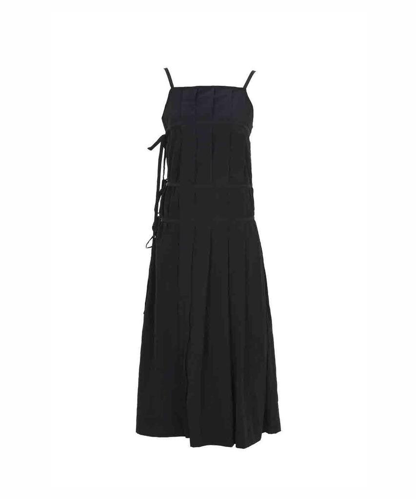 Bimuet Pleated Wrap Detail Long Dress Black