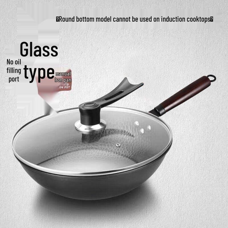 Hand-Forged Cast Iron Non-Stick Wok for Gas & Induction Stoves, Medium-High, No Coating