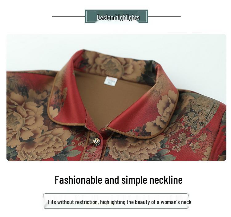 Grandma Style Spring/Summer 2025 Imitation Silk Cardigan for Middle-aged and Elderly Women