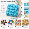 Sea Shell Silicone Mold Blue 16-Cavity Baking Form for Candy, Jelly, Chocolate, Soap and Kitchen DIY Crafts