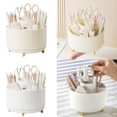 Rotating Stationary Organiser 6 Compartments Desk Organiser for Kid Rotating Pen Organiser Holder Art Supply Organizer