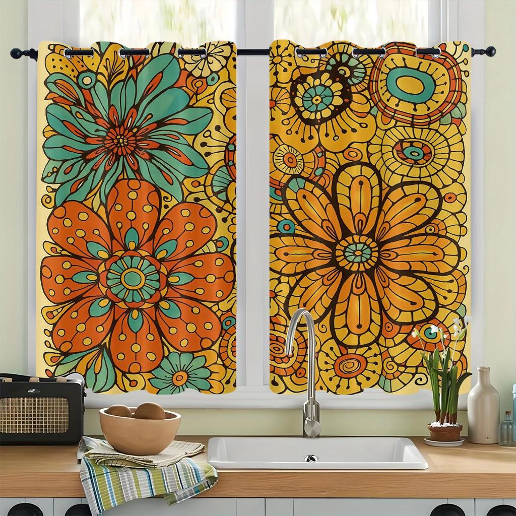 Bohemian Pattern Blackout Curtains, Custom-Made with Your Image, High-Precision Sun Protection, Thickened Polyester.