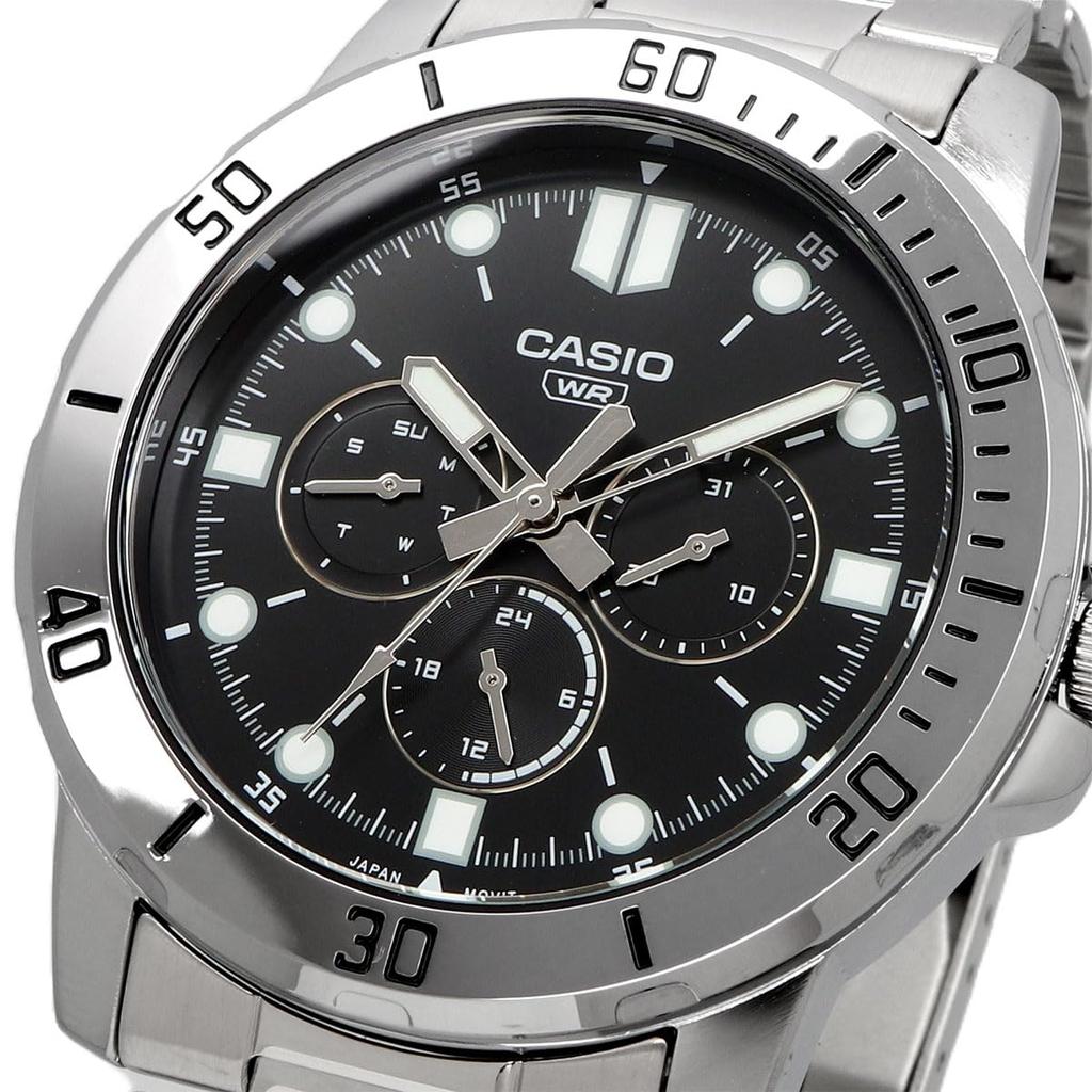 Casio Standard Quartz Watch Silver and Black Metal Overseas Model Men's MTP-VD300D-1E