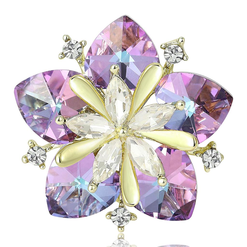 Crystal Peach Blossom Brooch For Women Men Flowers Party Office Badge Pins Gifts