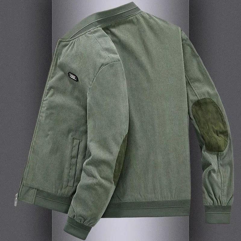 Men's Trendy Corduroy Retro Baseball Jacket, Velvet Lined, Loose Fit, 2026 Autumn/Winter Workwear Style.
