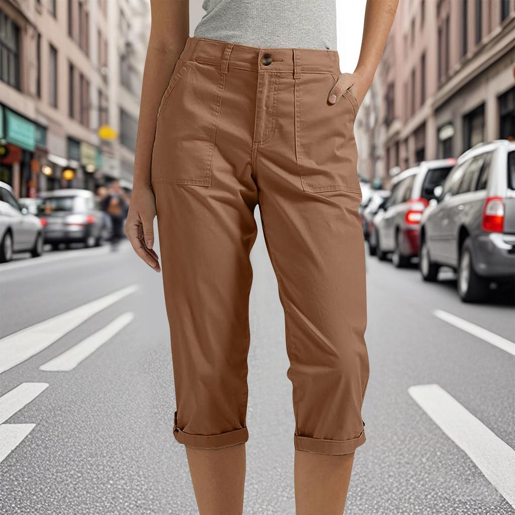 Damen Cargo Capris mit 6 Taschen, leicht, schnelltrocknend, für Outdoor-Reisen, lässig, bequem, Sommerhose