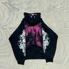 Unisex Oversized Hooded Sweatshirt With Abstract Dark Print Streetwear Long Sleeve Pullover Top
