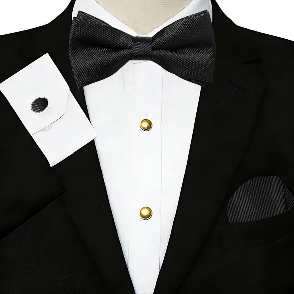 [JEWELRYWE] Bow Tie, Pocket Square, and Cufflinks Set for Men: Formal, Business, Job Interviews, Presentations, Weddings, Anniversaries, Birthdays,