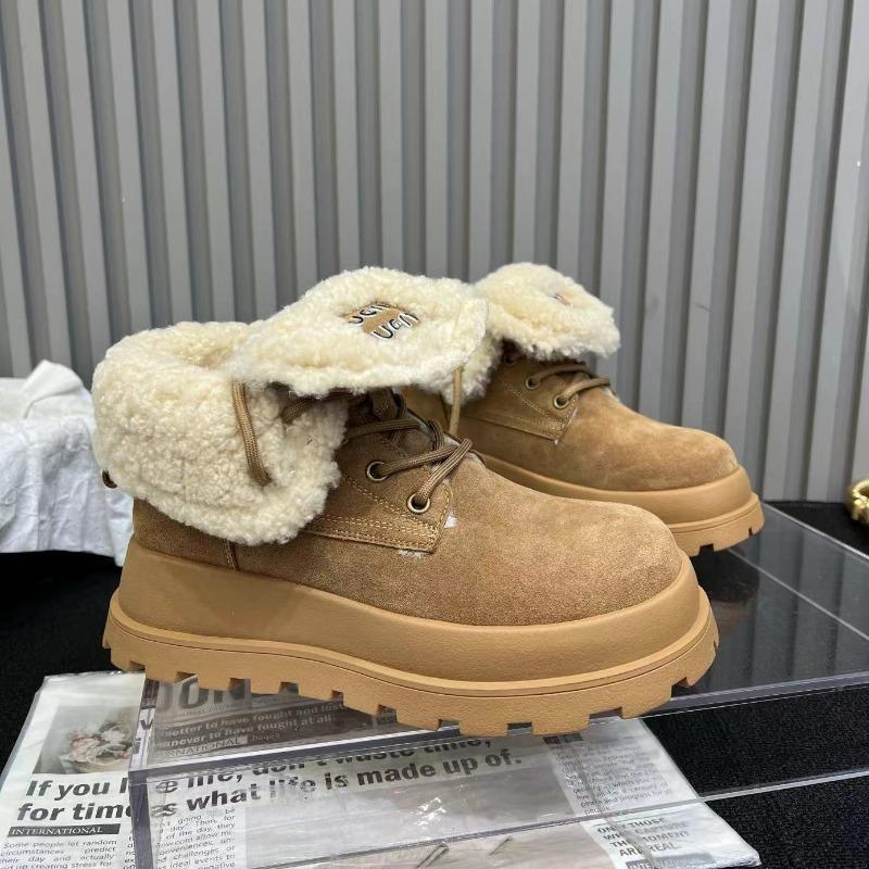 2024 Новый стиль замшевые зимние ботинки на толстой подошве длиной до щиколотки с плоской — фото 7