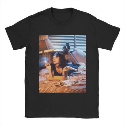 Unisex TShirt Pulp Fiction Mia  Funny Pure Cotton Tee Shirt Short Sleeve  T Shirts Crewneck Clothes Original