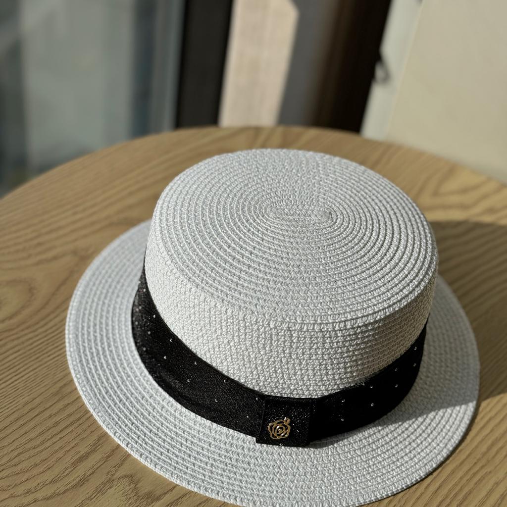 French Flat Straw Hat Woman Summer Beach Photo Vacation Sunshade Sunscreen Top Hat