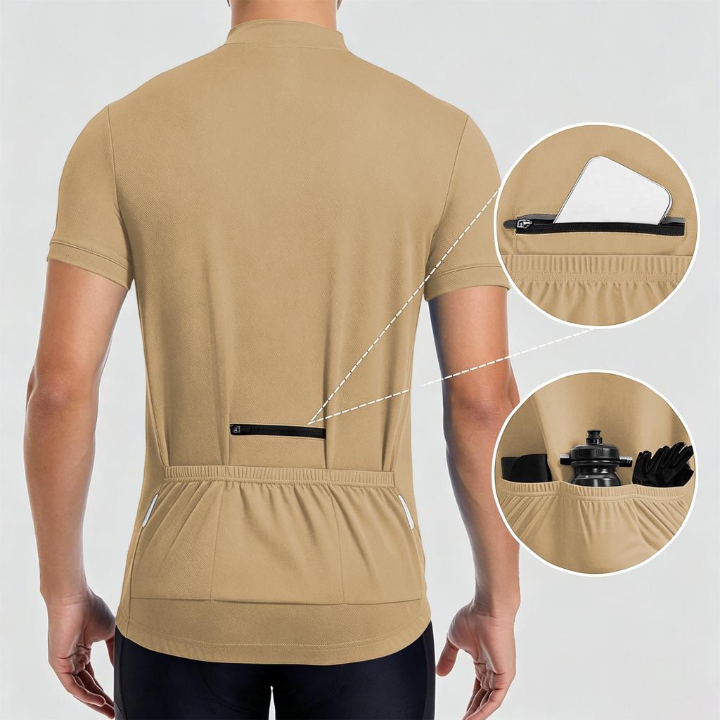 Maglia da Ciclismo da Uomo a Maniche Corte Mezza Zip Traspirante Asciugatura Rapida Leggera Top Performance per Ciclismo su Strada e Mountain Bike