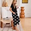 Women's Casual Loungewear Set Printed Neck Short Sleeve T-Shirt and Pants