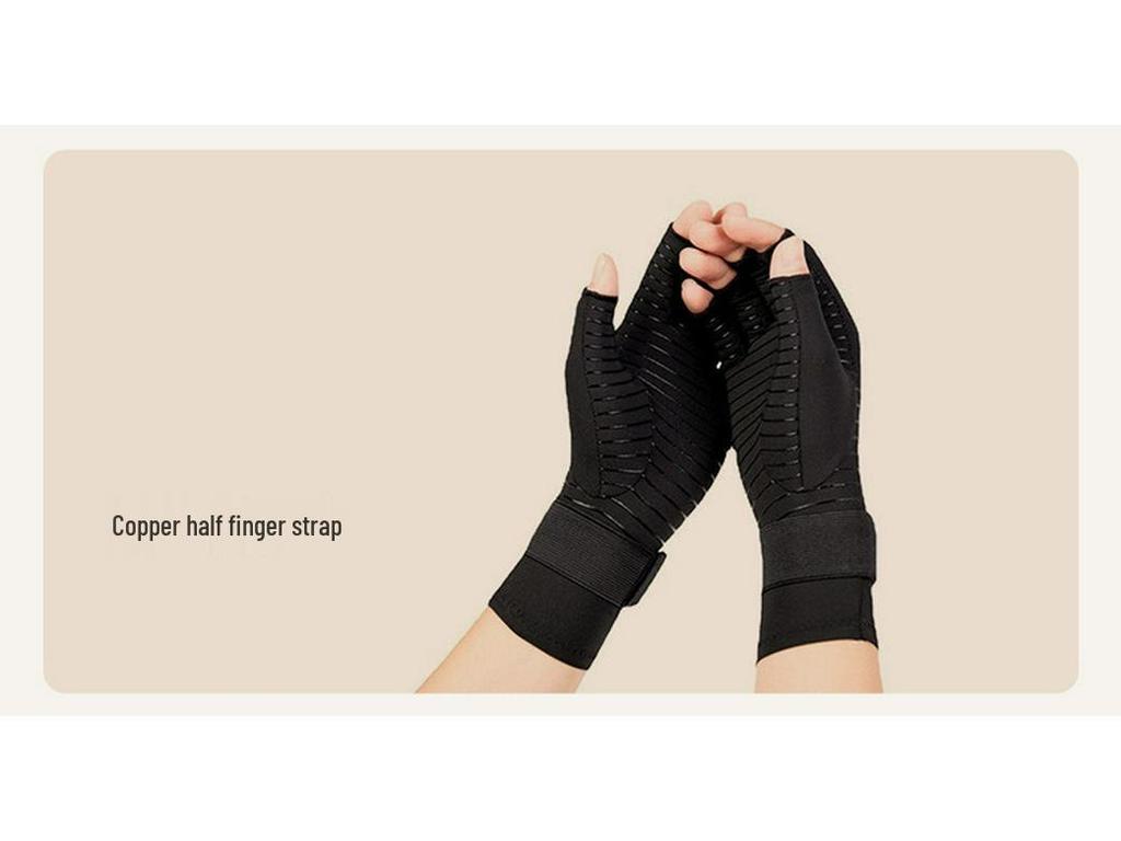 Outdoor Radfahren Halbfinger Kupferfaser Fitnesshandschuhe mit Silikon Anti-Rutsch-Griff