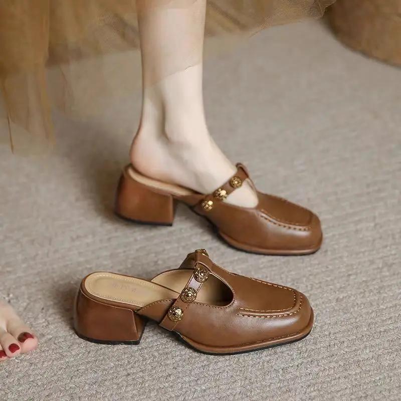 Shoes Mules Women's Slippers And Ladies Sandals Casual Slides Korea Style Waterproof Shoe Novelties Sale On Promotion Summer