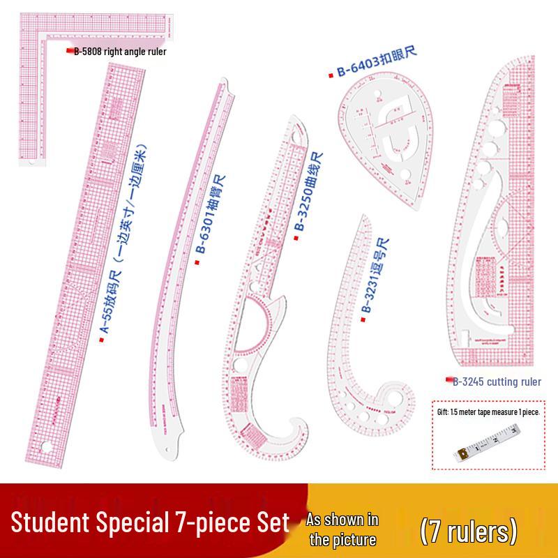 Multifunctional Dressmaking and Grading Ruler Set for Sewing, Tailoring, Curve Cutting, and Proportion Pattern Making