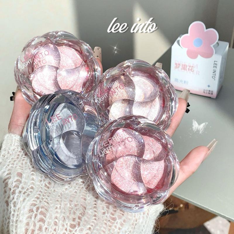 LEEINTO Dream Flower Shimmering Highlighter & Blush with Fine Glitter - Brightening Powder for Eyes and Cheeks