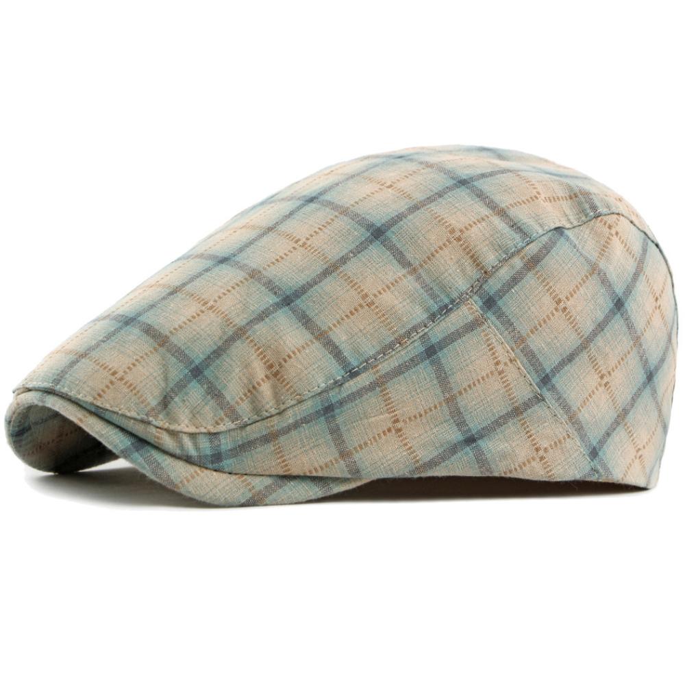 HT5056 Mens Berets Women New Spring Summer Sun Cap Artist Painter Beret Hat Male Female Ivy Flat Cap Adjustable Plaid Beret Caps