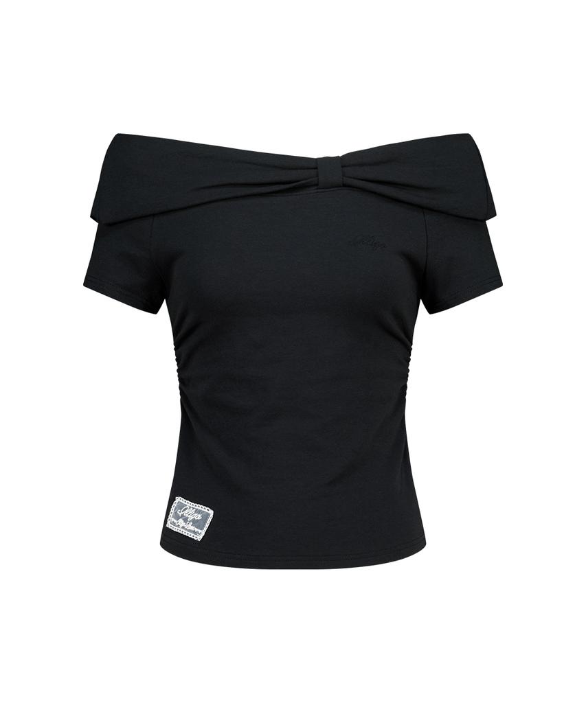 ILLIGO Bow Off-Shoulder Tee Black