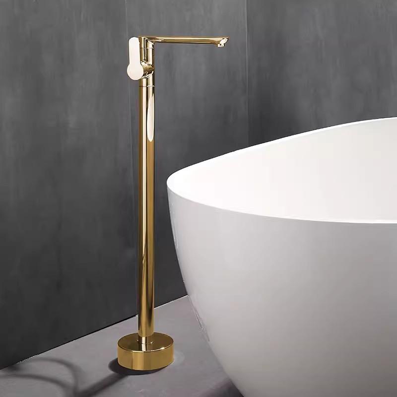 Floor Standing Polished Gold Bathroom Bathtub Faucet + Handheld Shower Free Standing Antique Bronze Luxury BathTub Mixer Taps