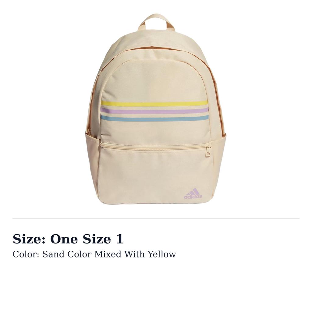 Adidas Recycled Polyester Plain Weave Fabric Backpack Unisex Sand & Yellow IL5778