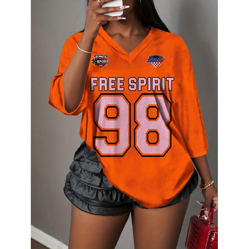 Womens V-Neck Short Sleeve T-Shirt With 3D Digital Print Loose Fit Casual Chic Top 2025