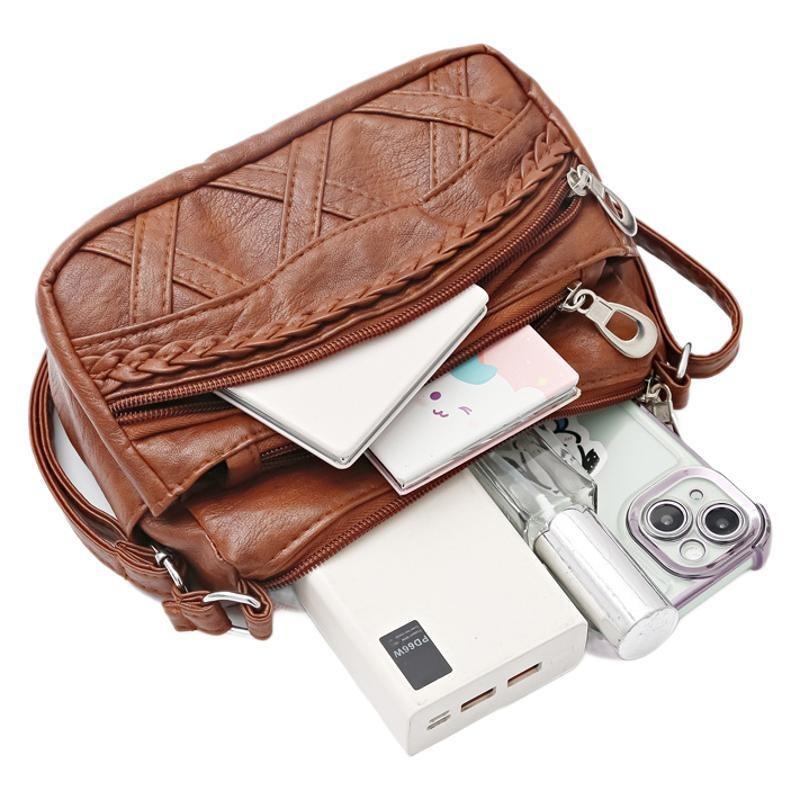 Einzelschulter-Muttertasche neu weiches Leder mittelalte und alte Damentasche lässig schlicht große Kapazität Einzelschulter-Umhängetasche