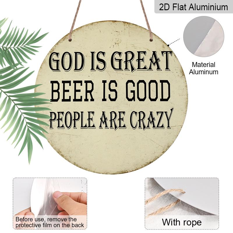 2D Flach 1 Stück, 8x8 Zoll, Glaube Bier Verrücktes Thema Aluminium Metallschild - Bier-Thema Wanddekor mit Braukunst für Zuhause, Bar, Büro - Langlebig Bier & Hopfen