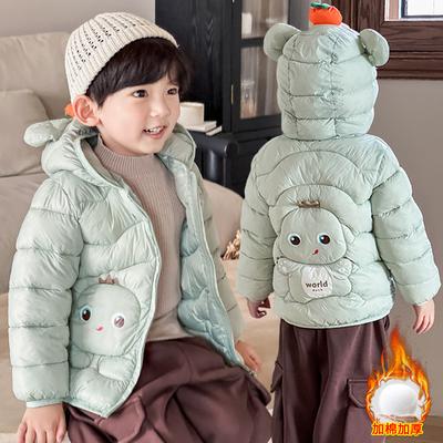 Baby Cotton Clothes Warm Jacket Autumn Winter Cardigan Tops Boy's and Girl's Short Cotton-padded Hooded Jacket Children's Cute Cartoon Print Coats