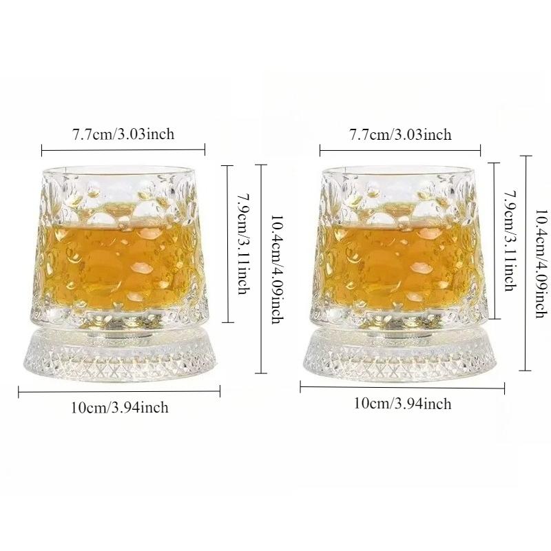 260ml Creative Rotating Wine Glass Household Whiskey Glass Foreign Wine Cup with Base Personalized Tumbler Cup Bar Accessories 2pcs