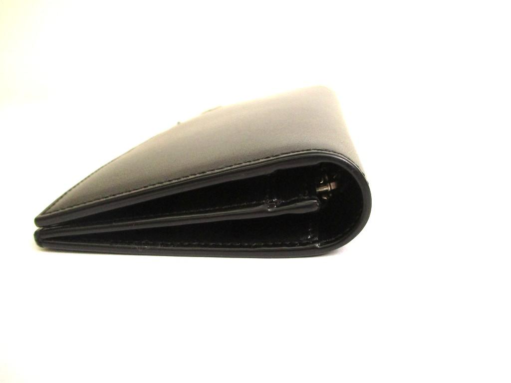 Authentic Saint Laurent Silver YSL Motif Black Leather Long Flap Wallet #a848  Open box