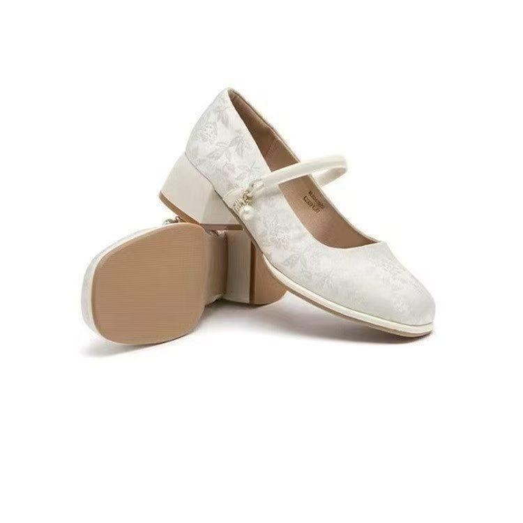 New Chinese Thick Heel High Heels, New Autumn National Style Mary Jane Cheongsam Shoes with Horse Skirt Single Shoes
