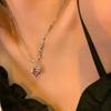 Accesorii Y2K Fashion Piersică Inimă Picătură de apă Colier pandantiv Purpuriu Cristal Egirl Sweet Cool Lanț claviculă Bijuterii estetice