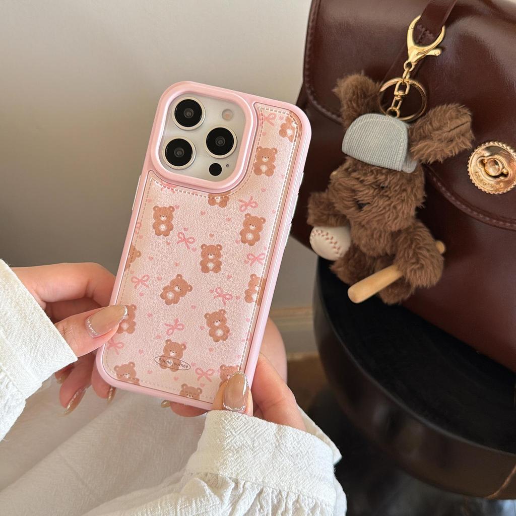 3D Bow Bear Phone Case for iPhone 17/16 Pro Max/15/14 - Women's Cute Design