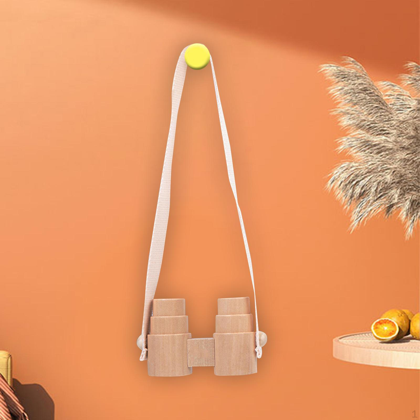 

Children s Binocular Telescope Magnification Toy And Strap Wooden Outdoor Toys for Boys Girls Beige