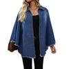 Women's Denim Jacket - Fashionable Loose Collar Batwing Sleeve Blazer for Autumn and Winter Women's Wear